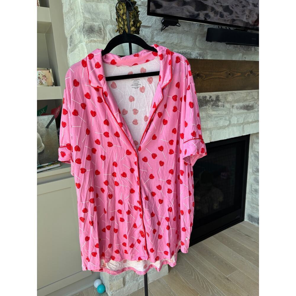 Little Pajama Co Women’s Pink Lollipop Hearts Shirt and Pajama Set Size XXL